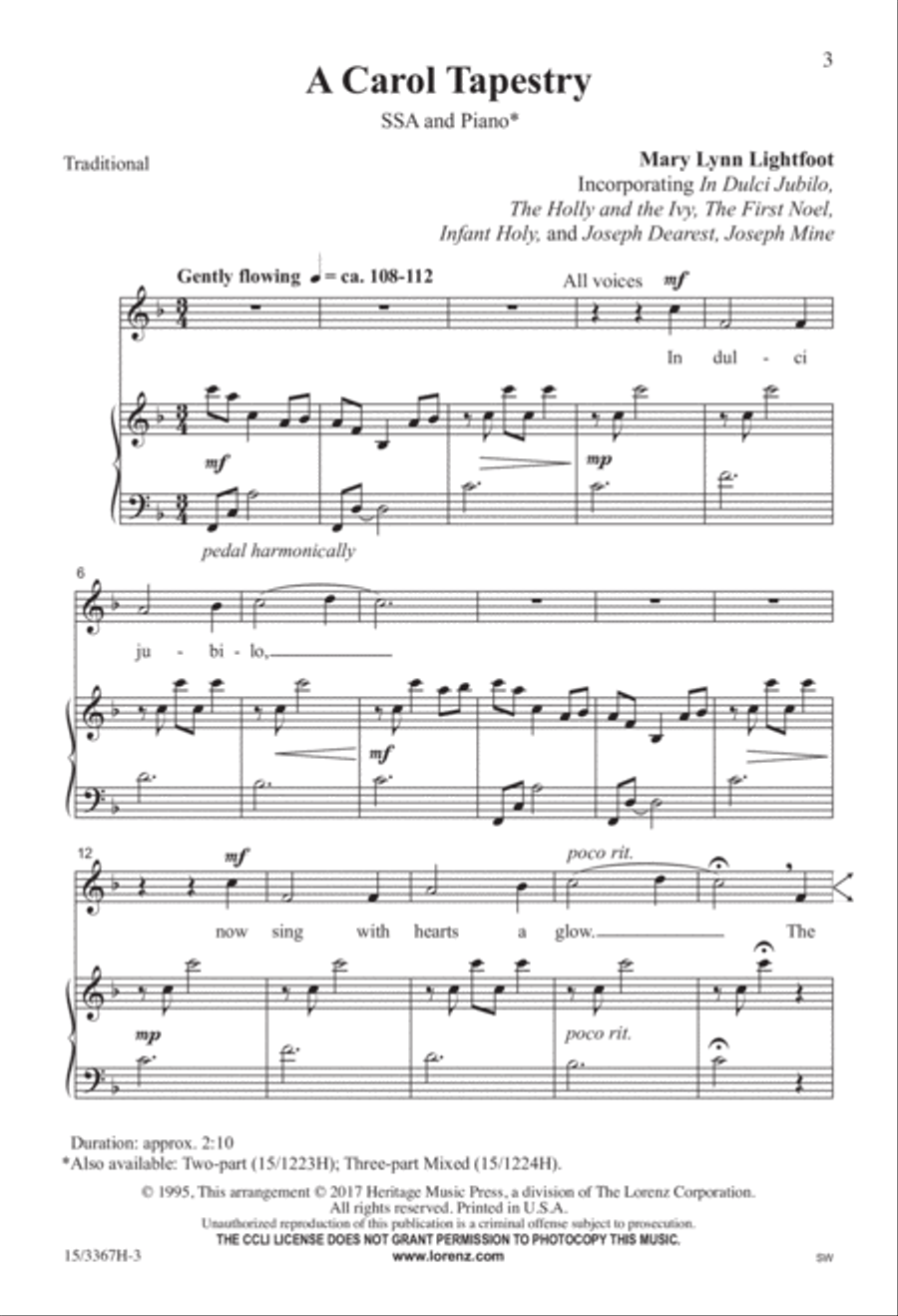 A Carol Tapestry SSA scores gallery preview page 3