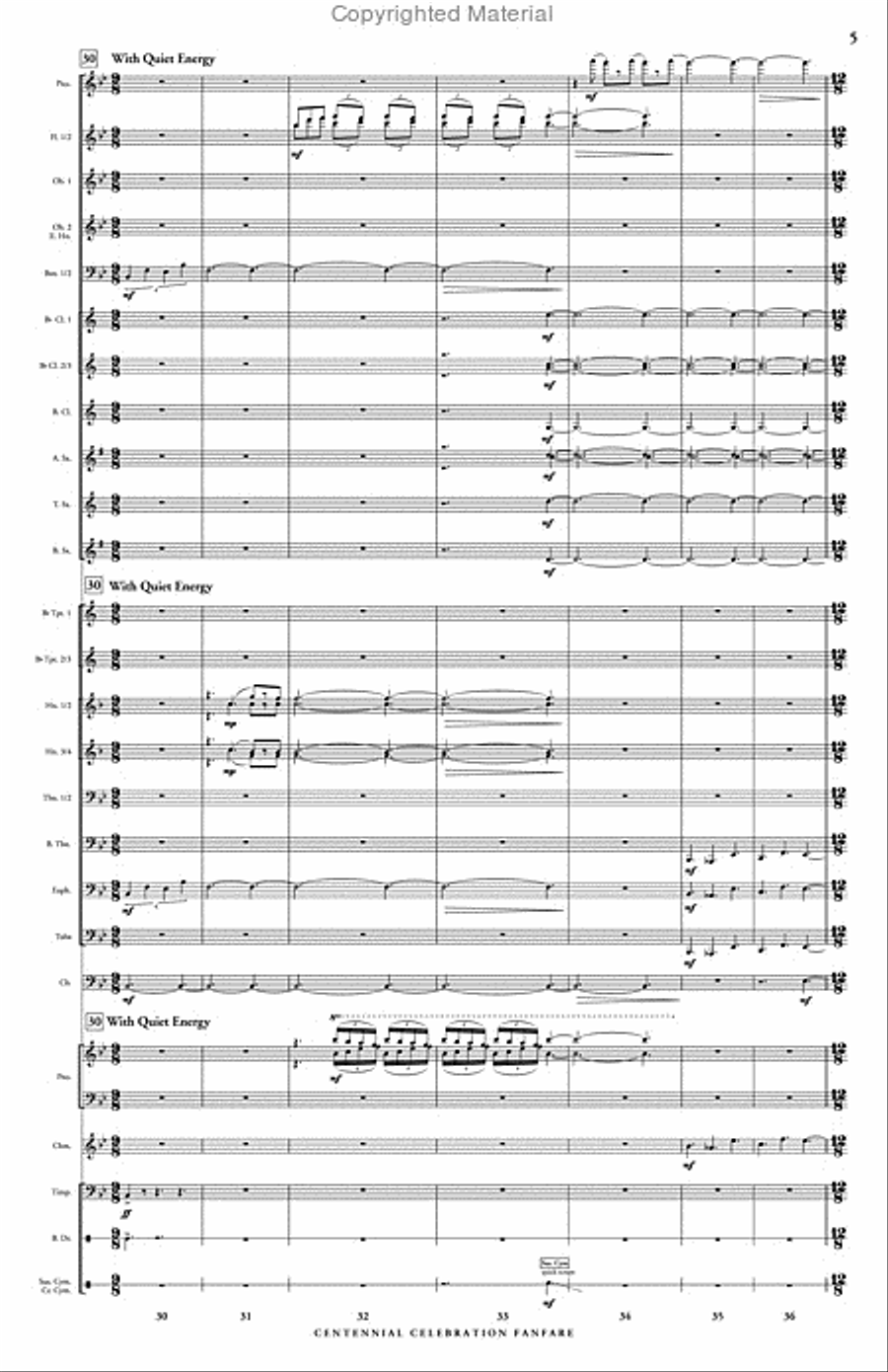 Centennial Celebration Fanfare Concert Band scores gallery preview page 6