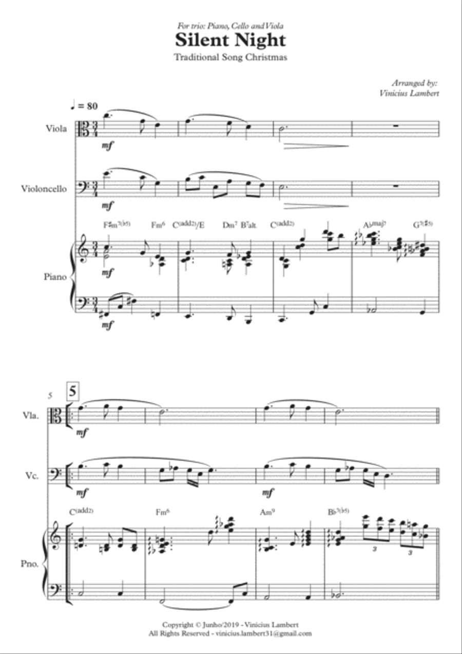 Silent Night (Noite Feliz) String Duet scores gallery preview page 2