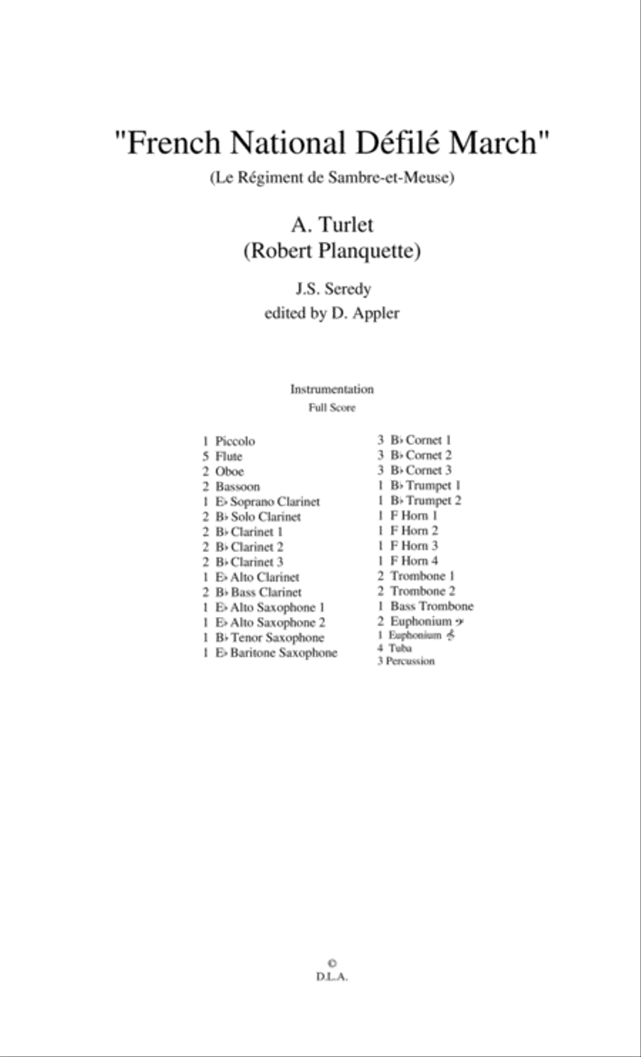 French National Defile (score only) Concert Band scores gallery preview page 1