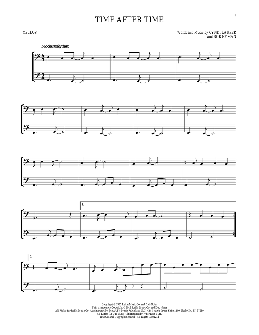 Time After Time String Duet scores gallery preview page 1