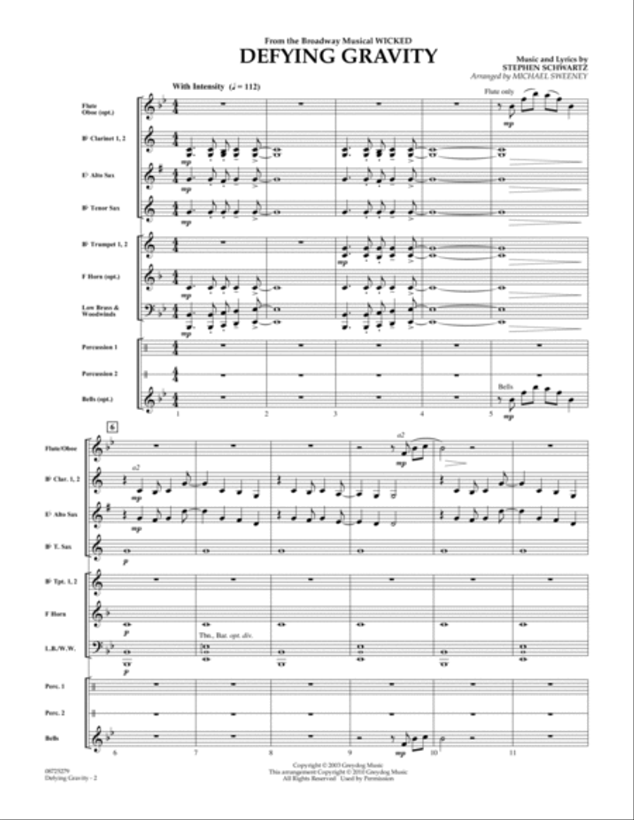 Defying Gravity (from Wicked) - Conductor Score (Full Score) Concert Band scores gallery preview page 2