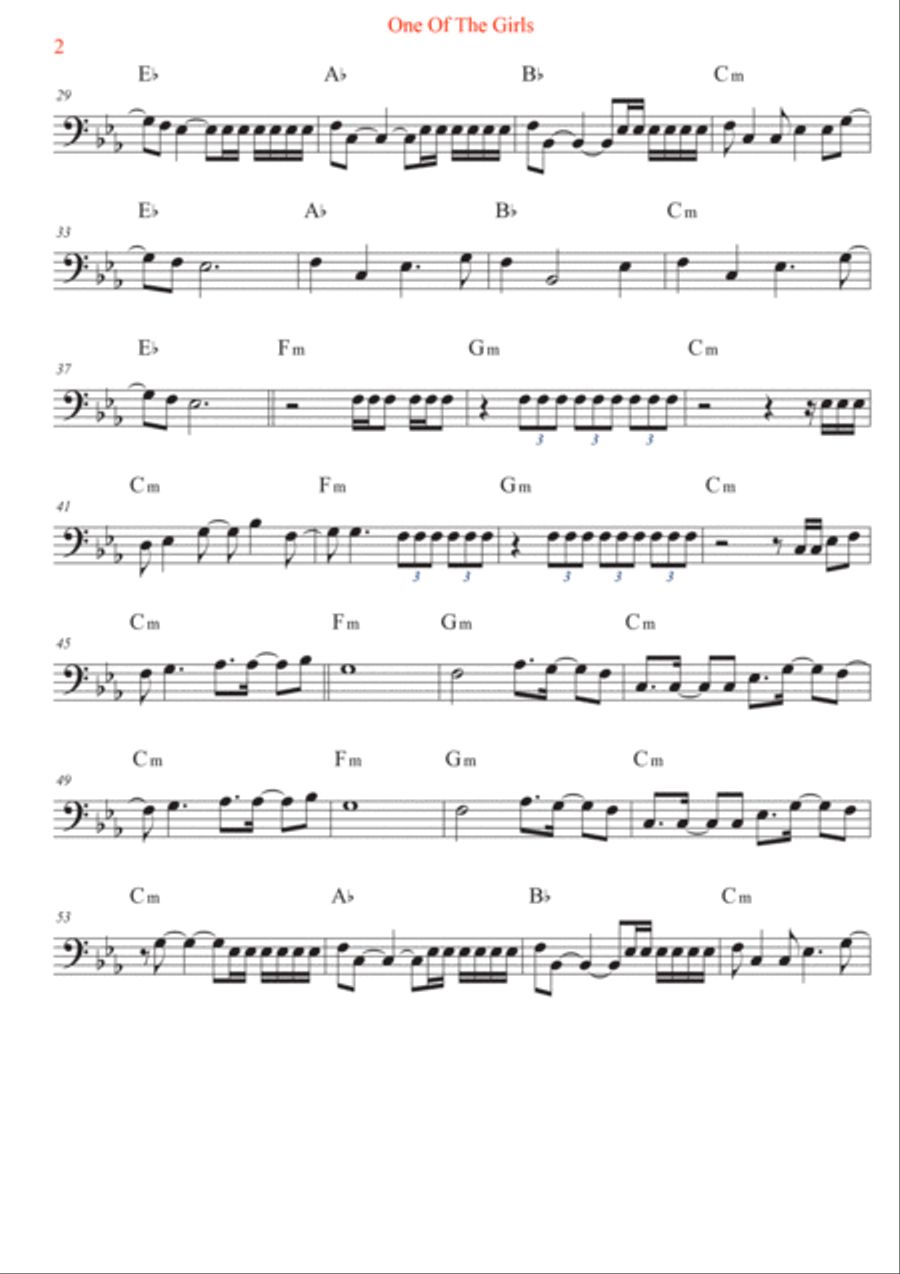 One Of The Girls Cello Solo scores gallery preview page 2