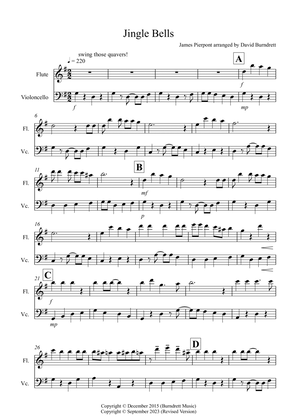 Jingle Bells (Jazzy Style!) for Flute and Cello Duet
