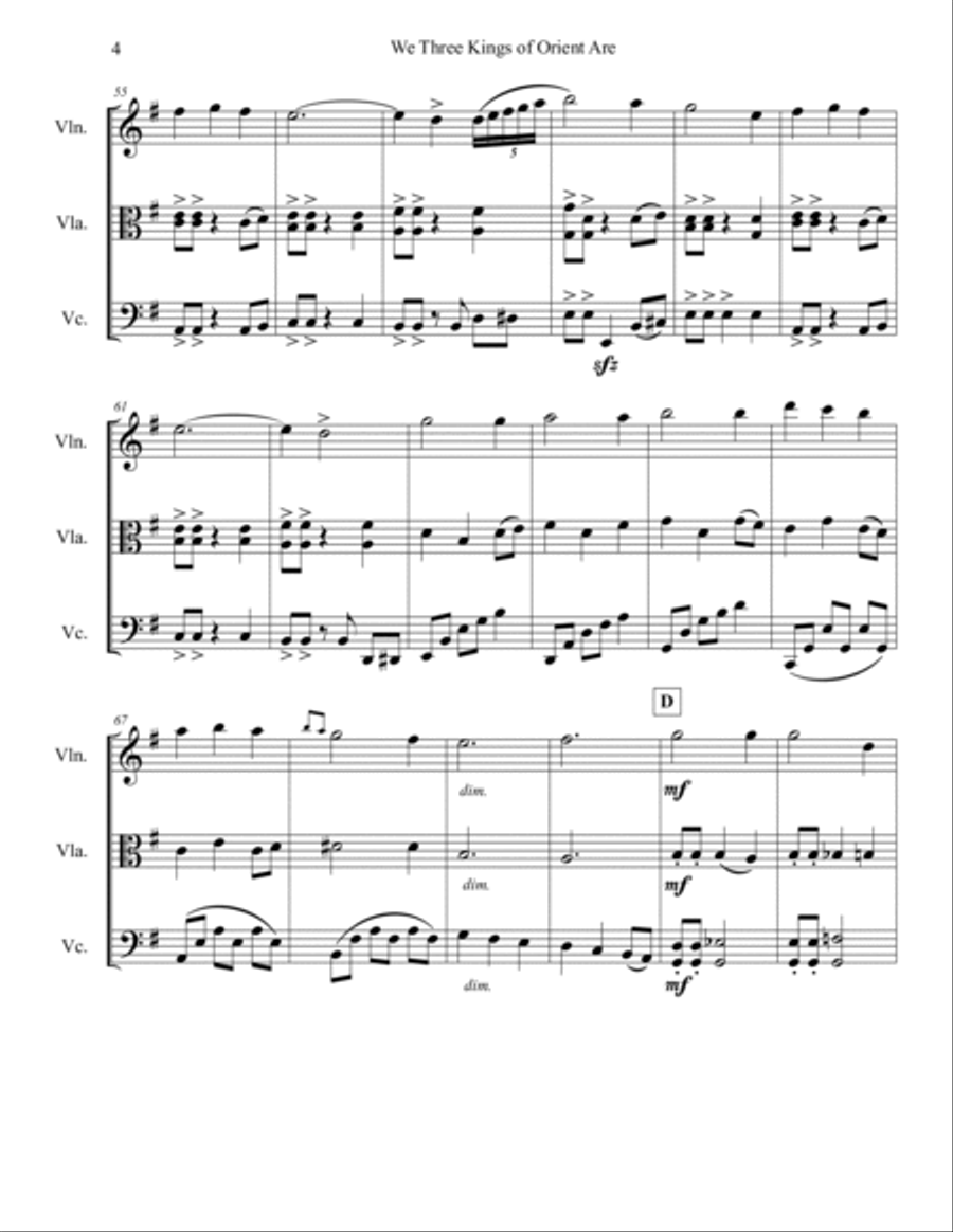 We Three Kings of Orient Are (String Trio) String Trio scores gallery preview page 5