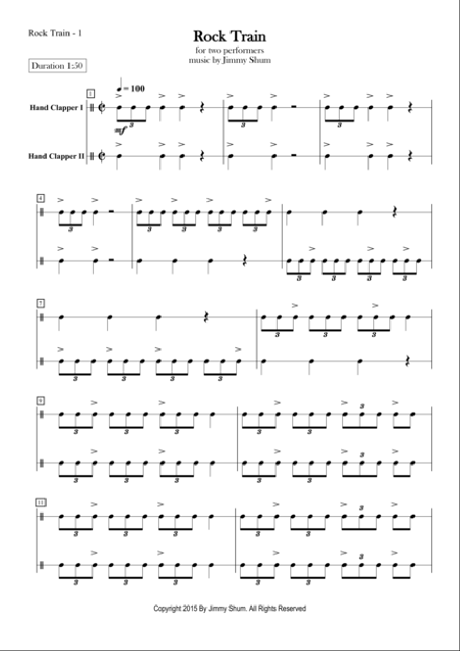 Rock Train (body percussion duet) Percussion scores gallery preview page 1
