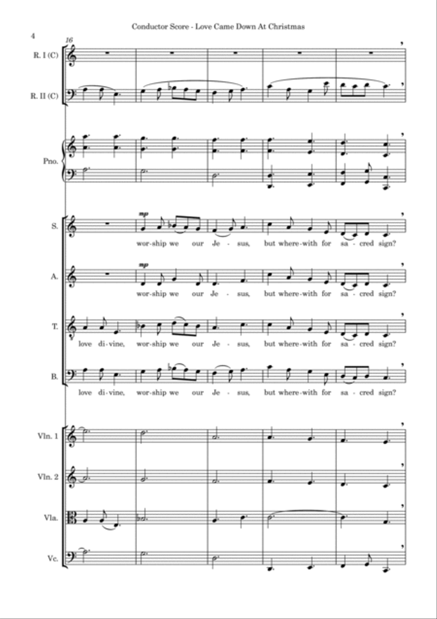 Love Came Down At Christmas – SATB, Piano, String 4tet and flexible woodwind – Score and parts SATB scores gallery preview page 4