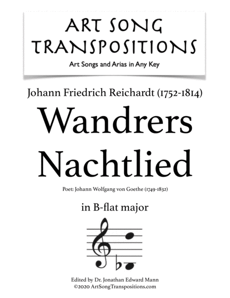 REICHARDT: Wandrers Nachtlied (transposed to B-flat major)