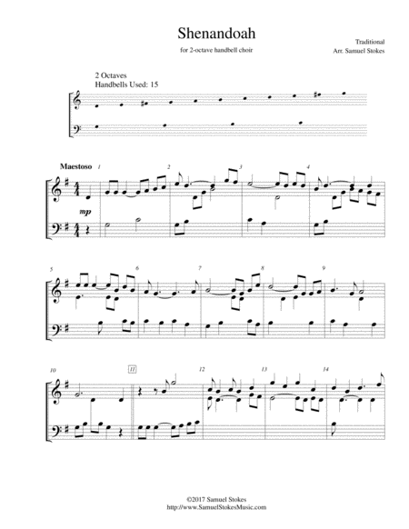 Shenandoah - for 2-octave handbell choir image number null