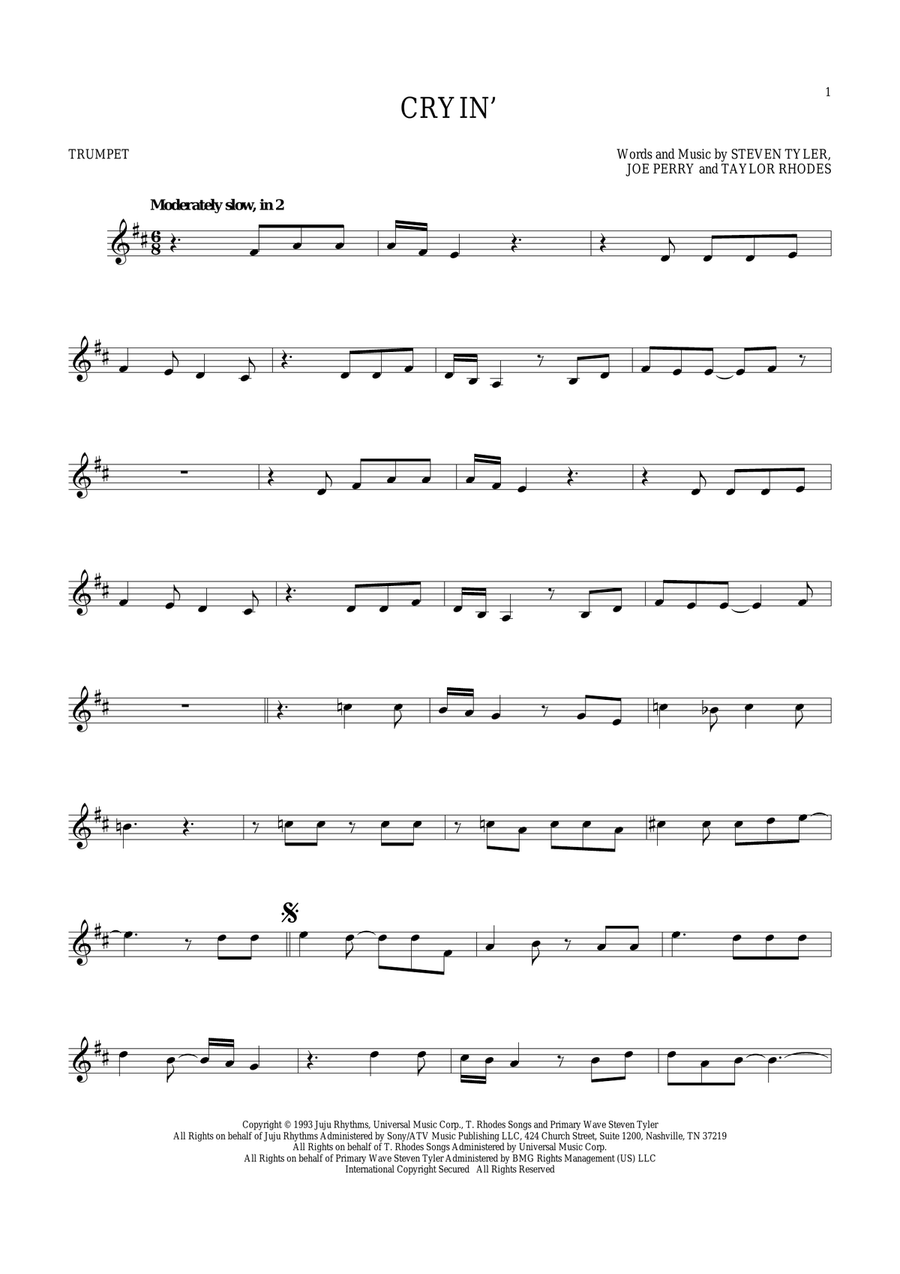 Cryin' Cryin' Trumpet Solo scores gallery preview page 1