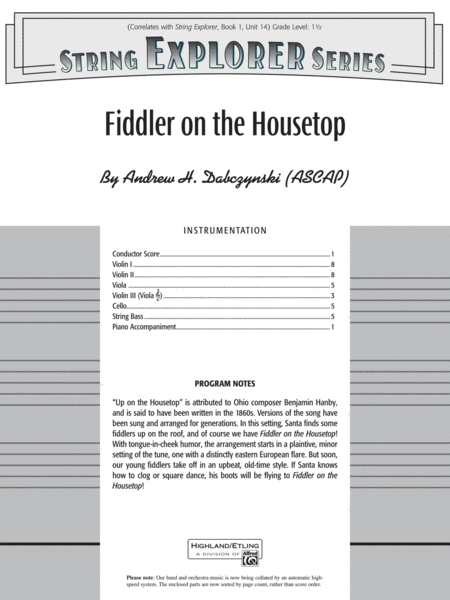 Fiddler on the Housetop: Score