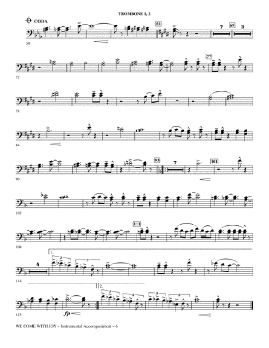 We Come With Joy Orchestration - Trombone 1 & 2 Choir scores gallery preview page 6