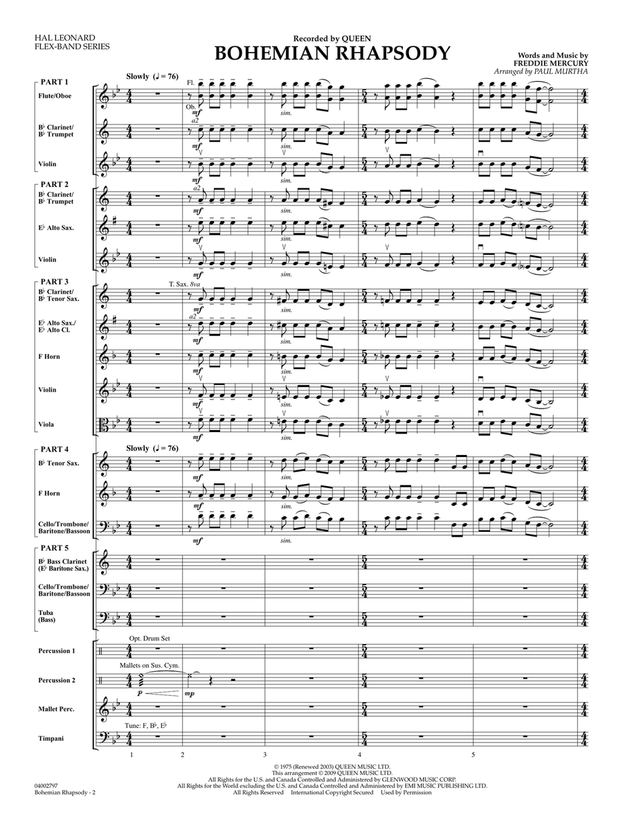 Bohemian Rhapsody - Full Score Concert Band scores gallery preview page 2