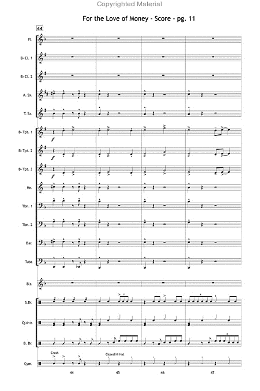 For the Love of Money Marching Band scores gallery preview page 12
