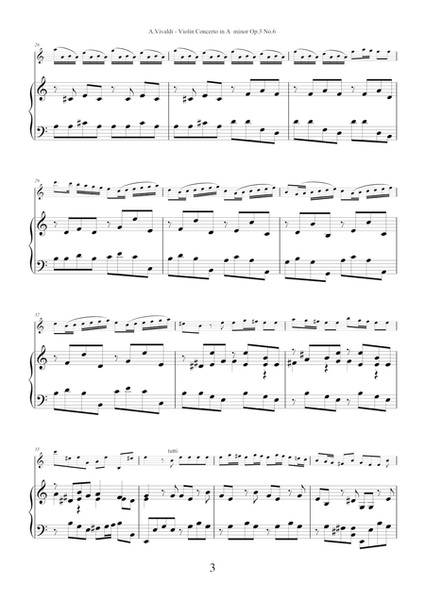 Concerto in A minor Op.3 No.6 by Antonio Vivaldi for violin and piano