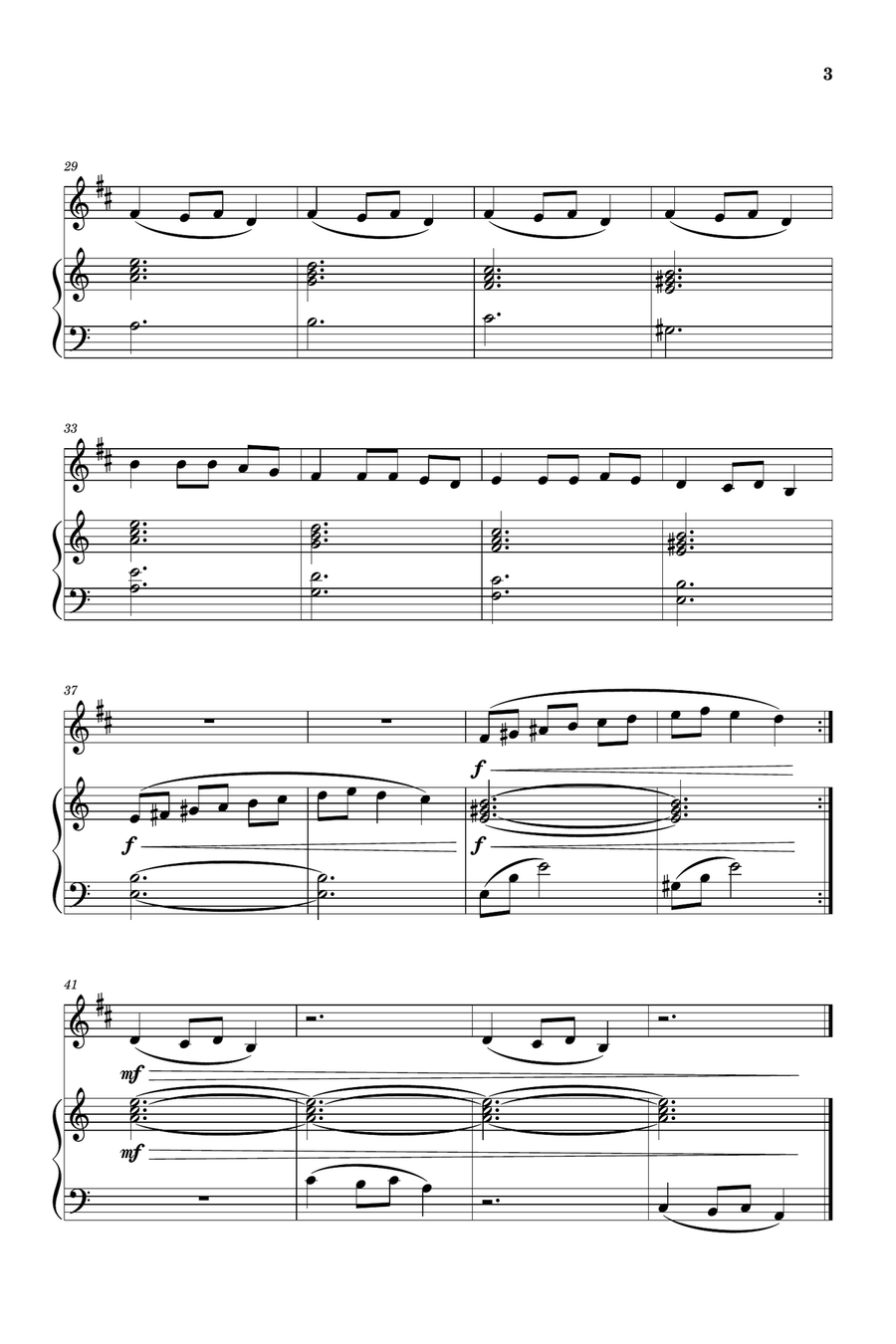 Carol of the Bells for Bb Clarinet and Piano (Very Easy - Beginner) B-Flat Clarinet scores gallery preview page 3