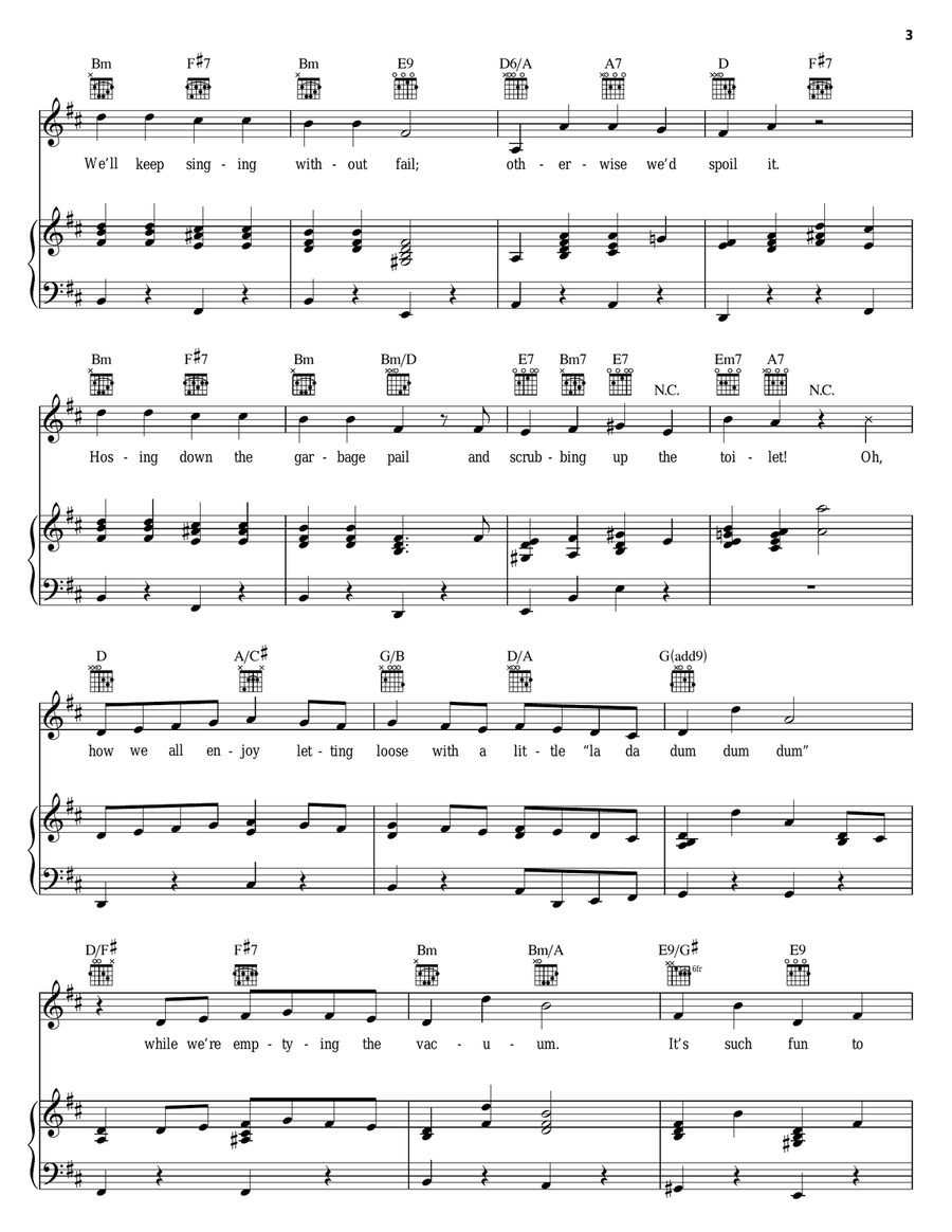 Happy Working Song (from Enchanted) Piano, Vocal, Guitar scores gallery preview page 3