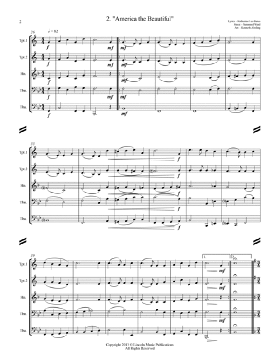 The U.S. National Anthem and The Americas (for Brass Quintet) Brass Quintet scores gallery preview page 3