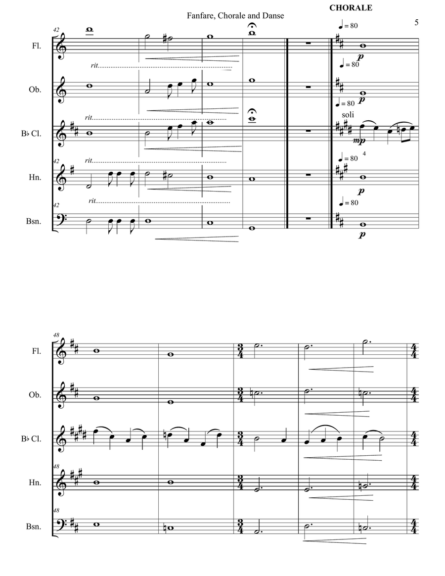 Fanfare, Chorale & Danse for Woodwind Quintet Woodwind Quintet scores gallery preview page 6
