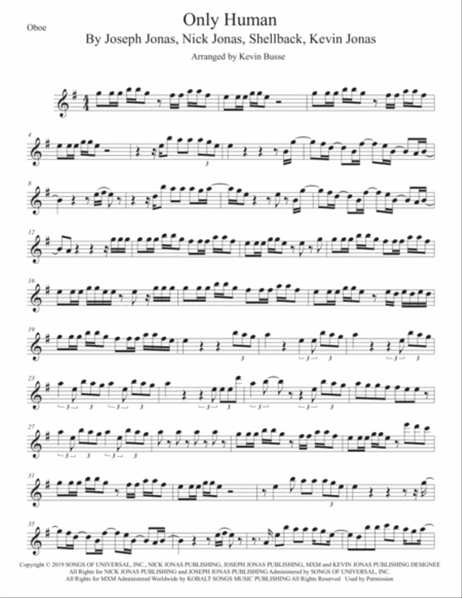 Only Human Oboe Solo scores gallery preview page 1