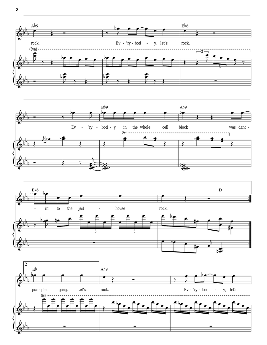 Jailhouse Rock Piano, Vocal scores gallery preview page 2