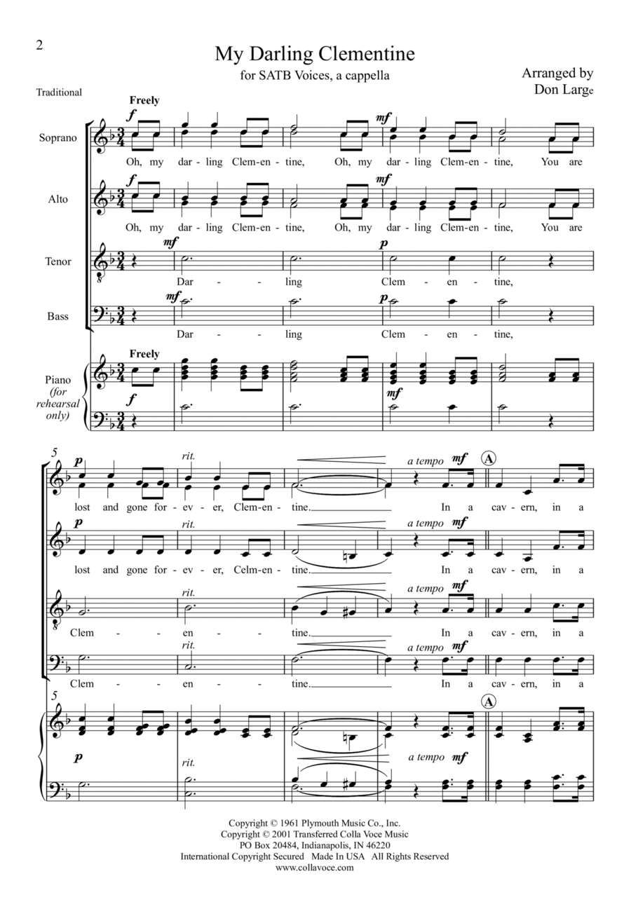 My Darling Clementine My Darling Clementine 4-Part scores gallery preview page 1