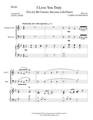 I LOVE YOU TRULY (Trio – Bb Clarinet, Bassoon, and Piano with Score and Parts)