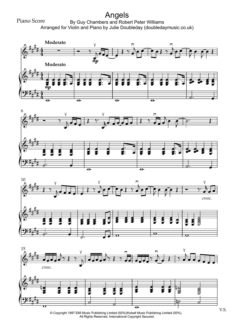 Angels Angels Violin Solo scores gallery preview page 1