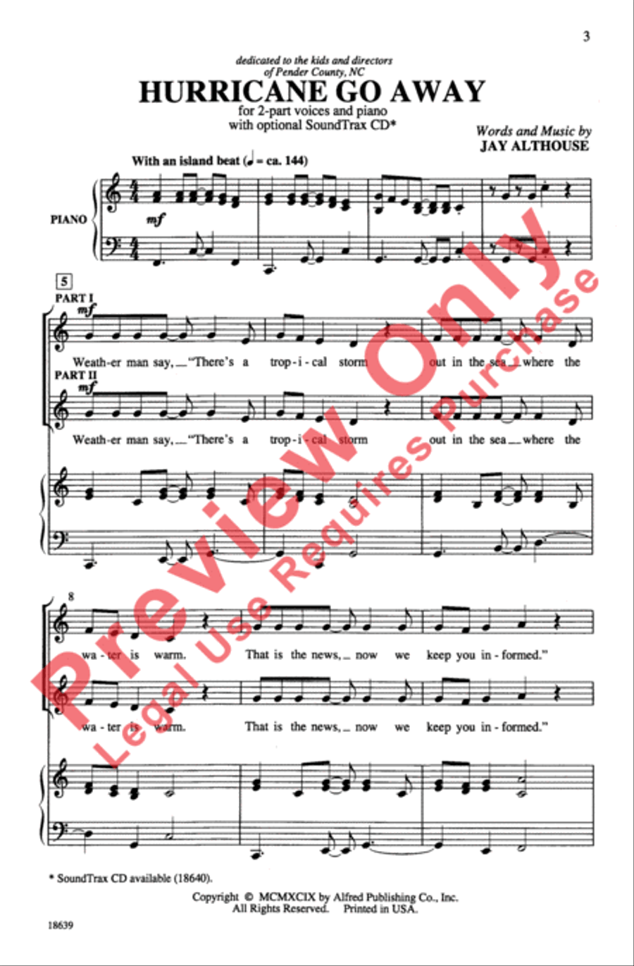 Hurricane Go Away Hurricane Go Away 2-Part scores gallery preview page 3