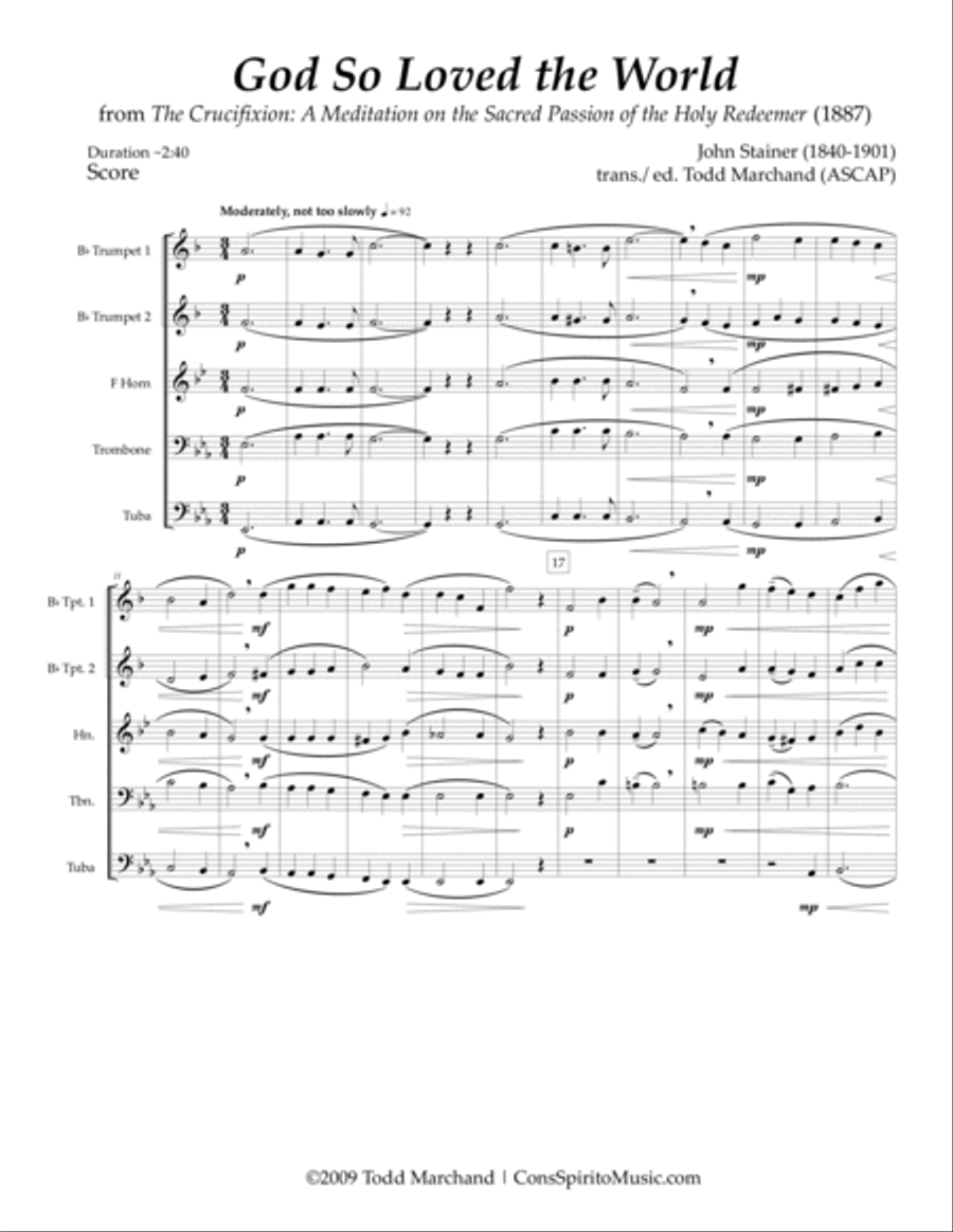 God So Loved the World - brass quintet Brass Quintet scores gallery preview page 3