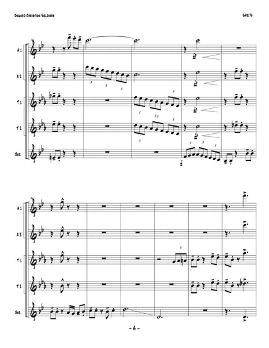 ONWARD, CHRISTIAN SOLDIERS - Jazz Saxophone Quintet (unaccompanied) Saxophone Quintet scores gallery preview page 4