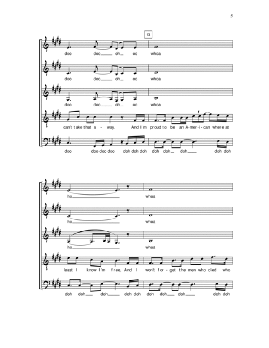 God Bless the U.S.A A Cappella scores gallery preview page 5