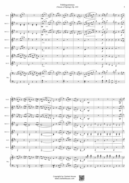 Voice of Spring ​(Fruhlingsstimmen, Op.410)​ Clarinet Choir & Piano