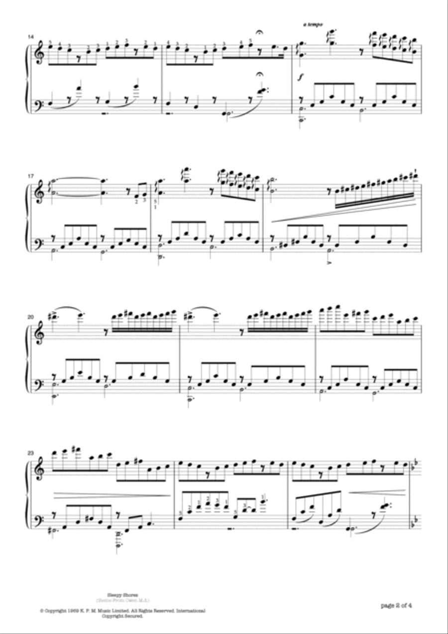 Sleepy Shores (theme From Owen M.d.) Piano Solo scores gallery preview page 2
