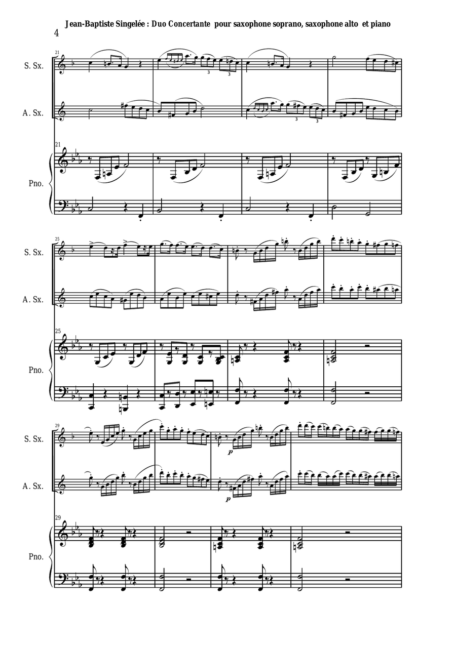 Jean Baptiste Singelee Duo Concertante opus 55 pour saxophone soprano saxophone alto et piano by Paul Wehage Woodwind Duet Digital Sheet Music Sheet Music Plus