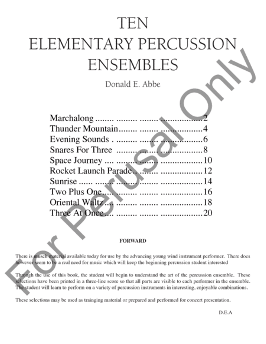 Ten Elementary Percussion Ensembles Percussion Ensemble scores gallery preview page 2