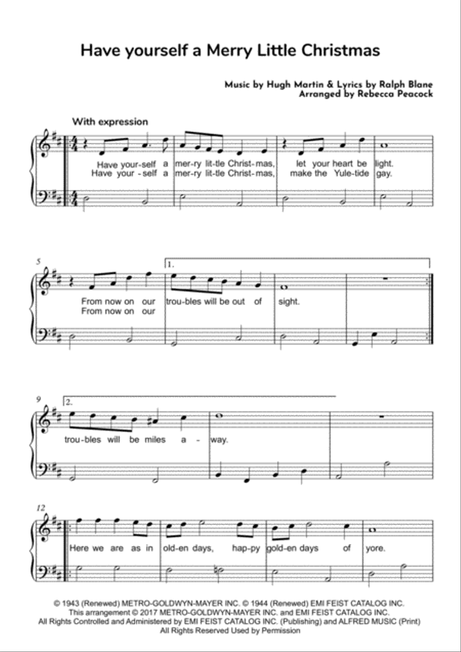 Have Yourself A Merry Little Christmas Easy Piano scores gallery preview page 2