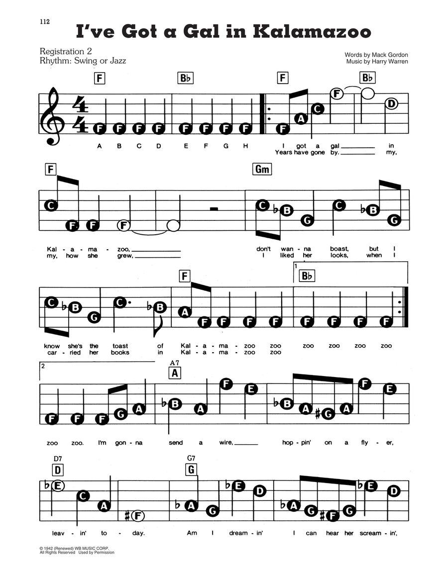 I've Got A Gal In Kalamazoo Electronic Keyboard scores gallery preview page 1