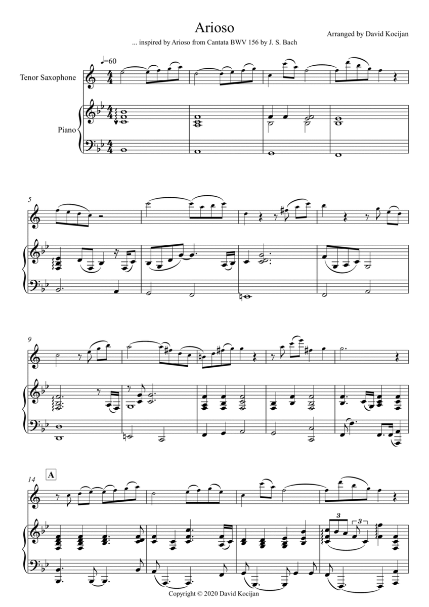 Arioso (tenor sax & piano) - EASY image number null