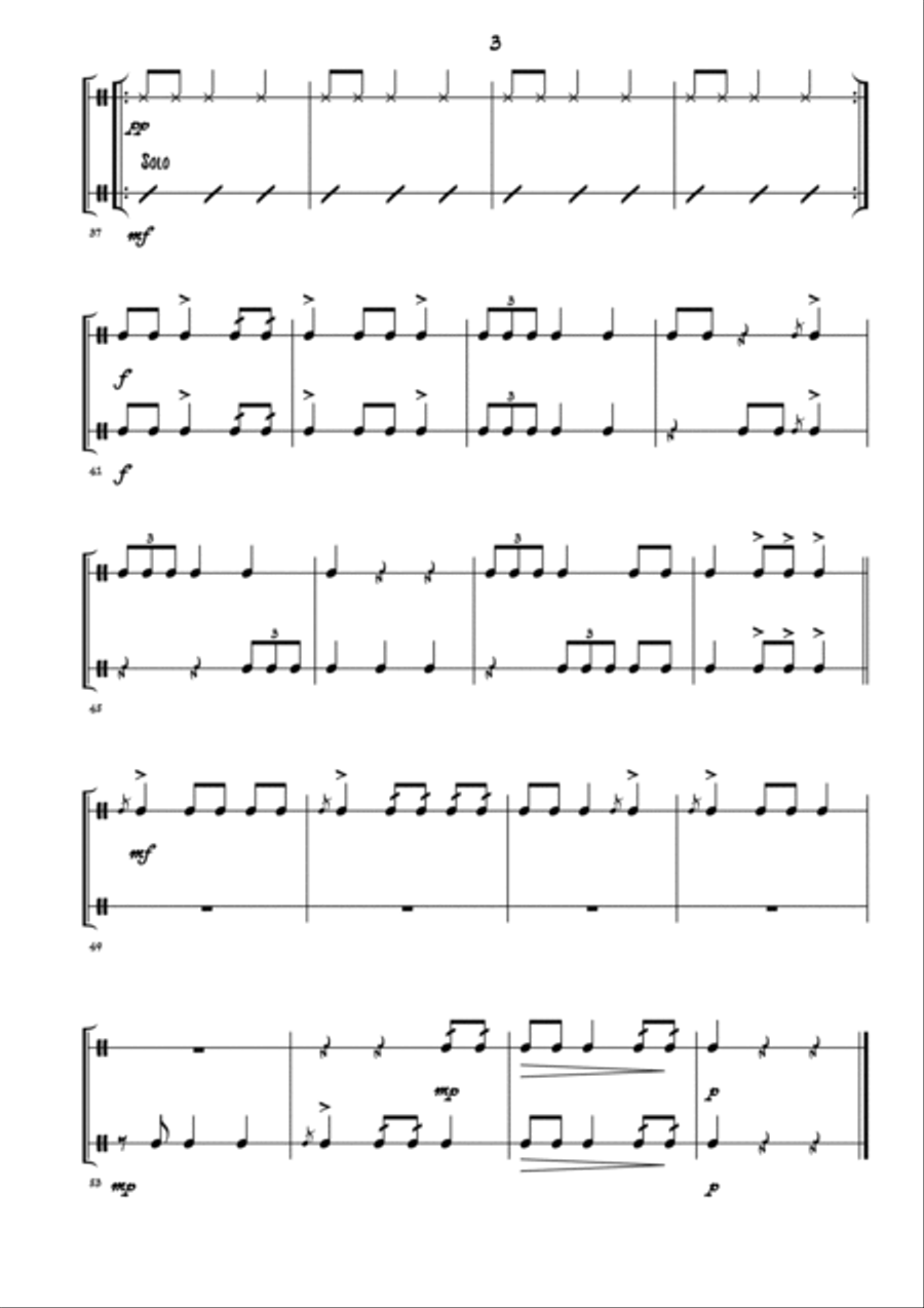 Snare Drum Duet no.1 Percussion Ensemble scores gallery preview page 3