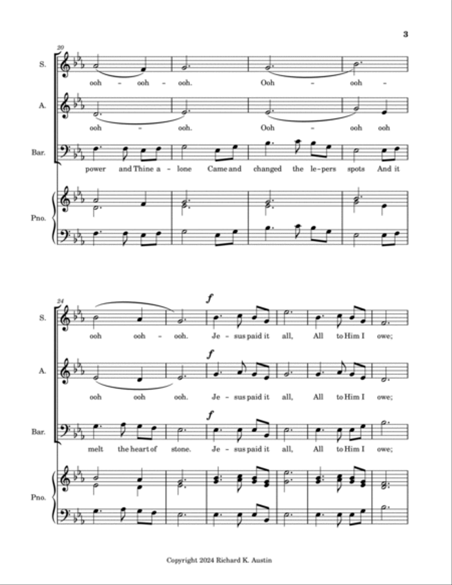 Jesus Paid It All 3-Part scores gallery preview page 3