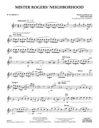Mister Rogers' Neighborhood (Arr. Paul Murtha) - Bb Clarinet 1