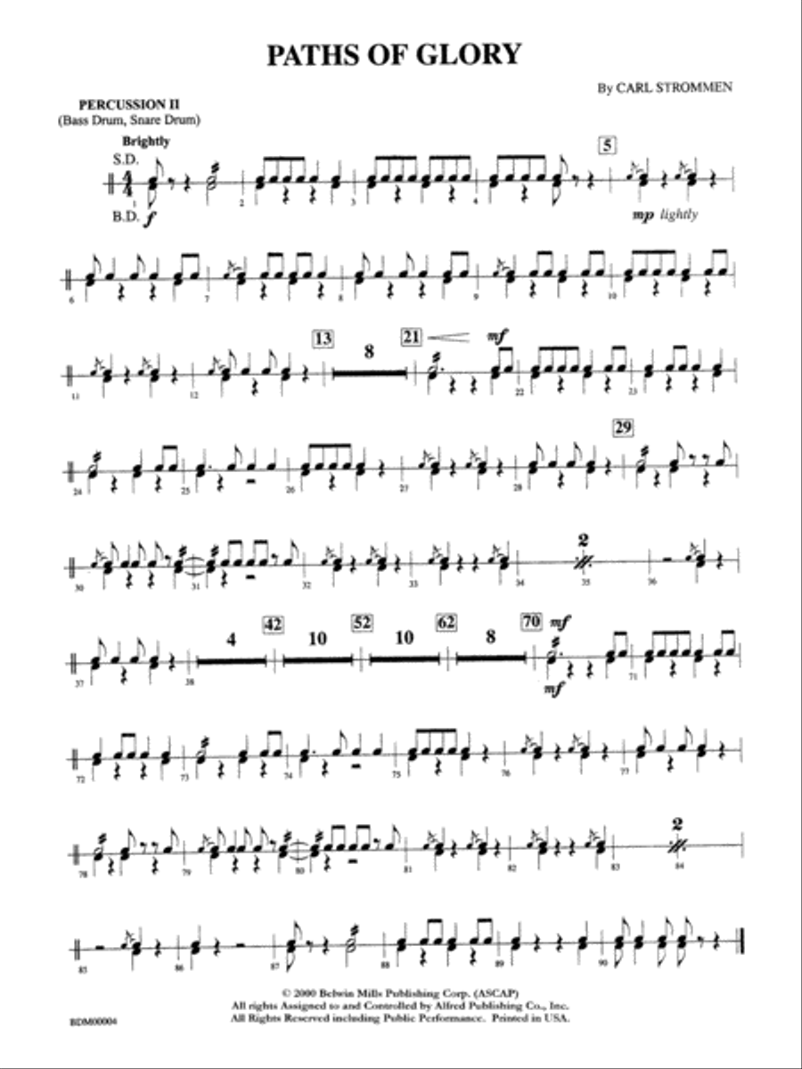 Paths of Glory: 2nd Percussion Concert Band scores gallery preview page 1