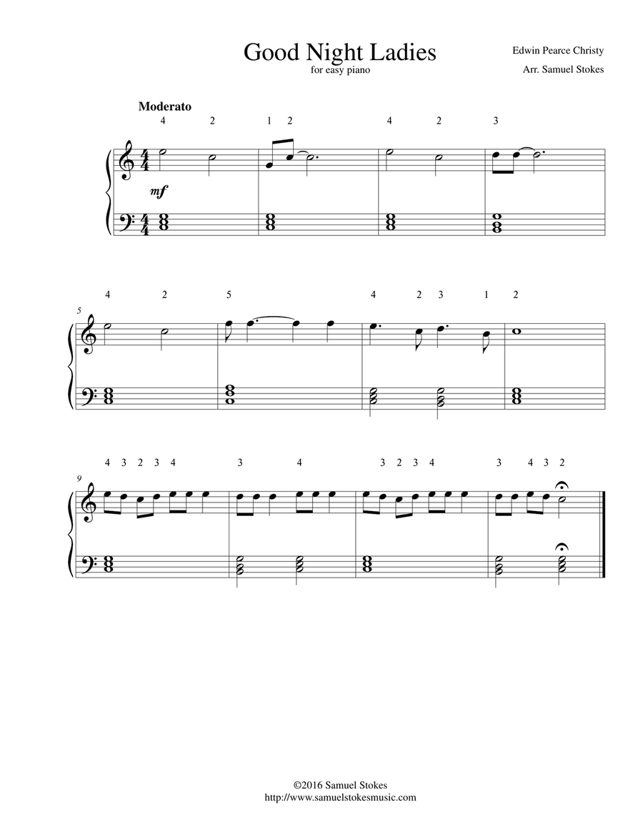 Good Night Ladies - for easy piano Easy Piano scores gallery preview page 1