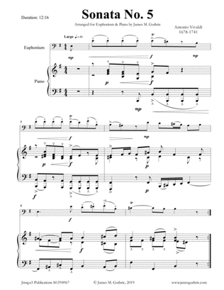 Book cover for Vivaldi: Sonata No. 5 for Euphonium & Piano