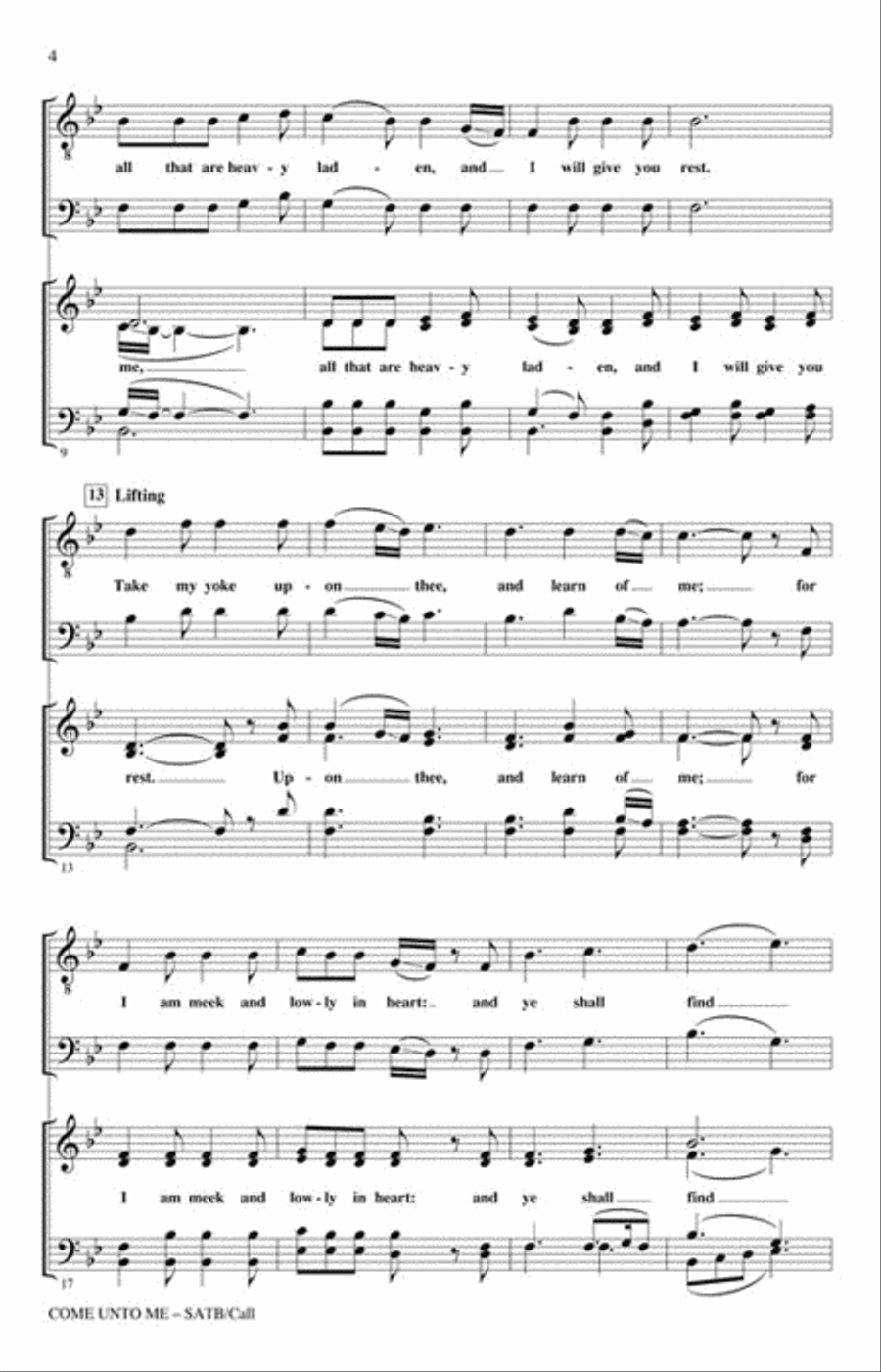 Come Unto Me 4-Part scores gallery preview page 3
