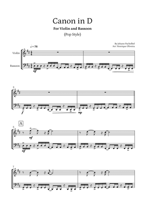 Canon in D (Pop Style) - For Violin and Bassoon
