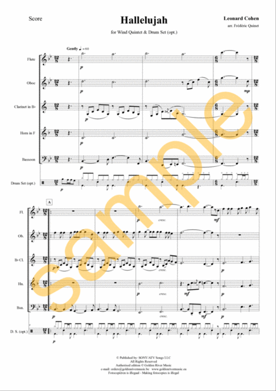 Hallelujah Hallelujah Woodwind Quintet scores gallery preview page 2
