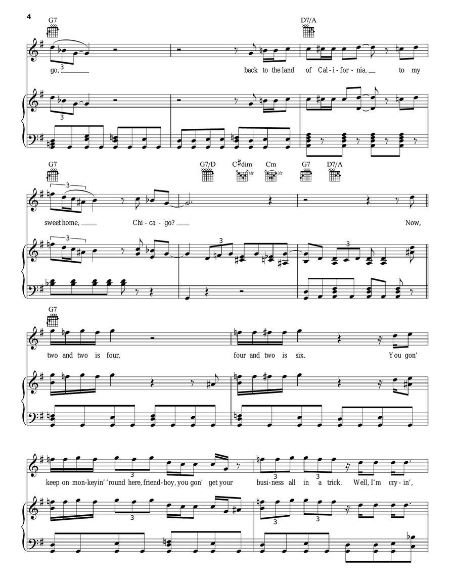 Sweet Home Chicago Piano, Vocal, Guitar scores gallery preview page 4