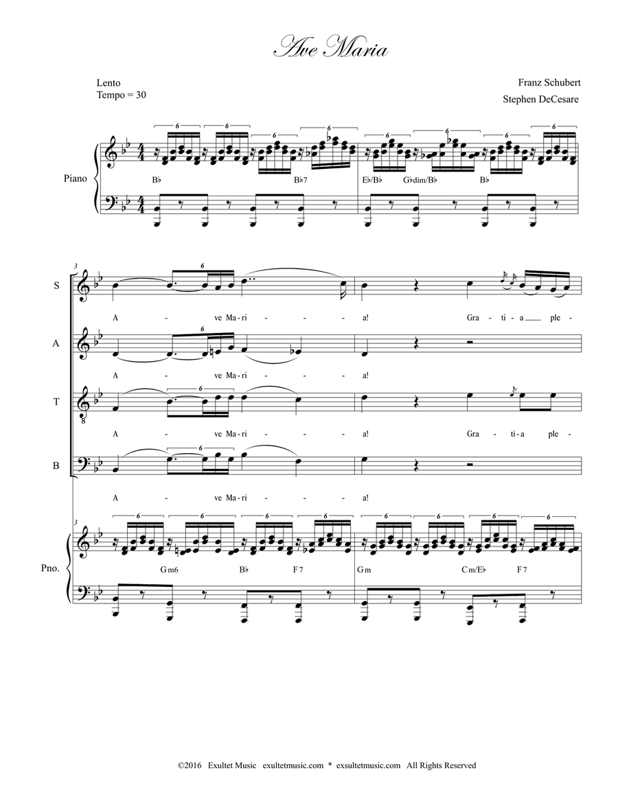 Ave Maria (SATB - High/Medium - Piano Accompaniment) 4-Part scores gallery preview page 1